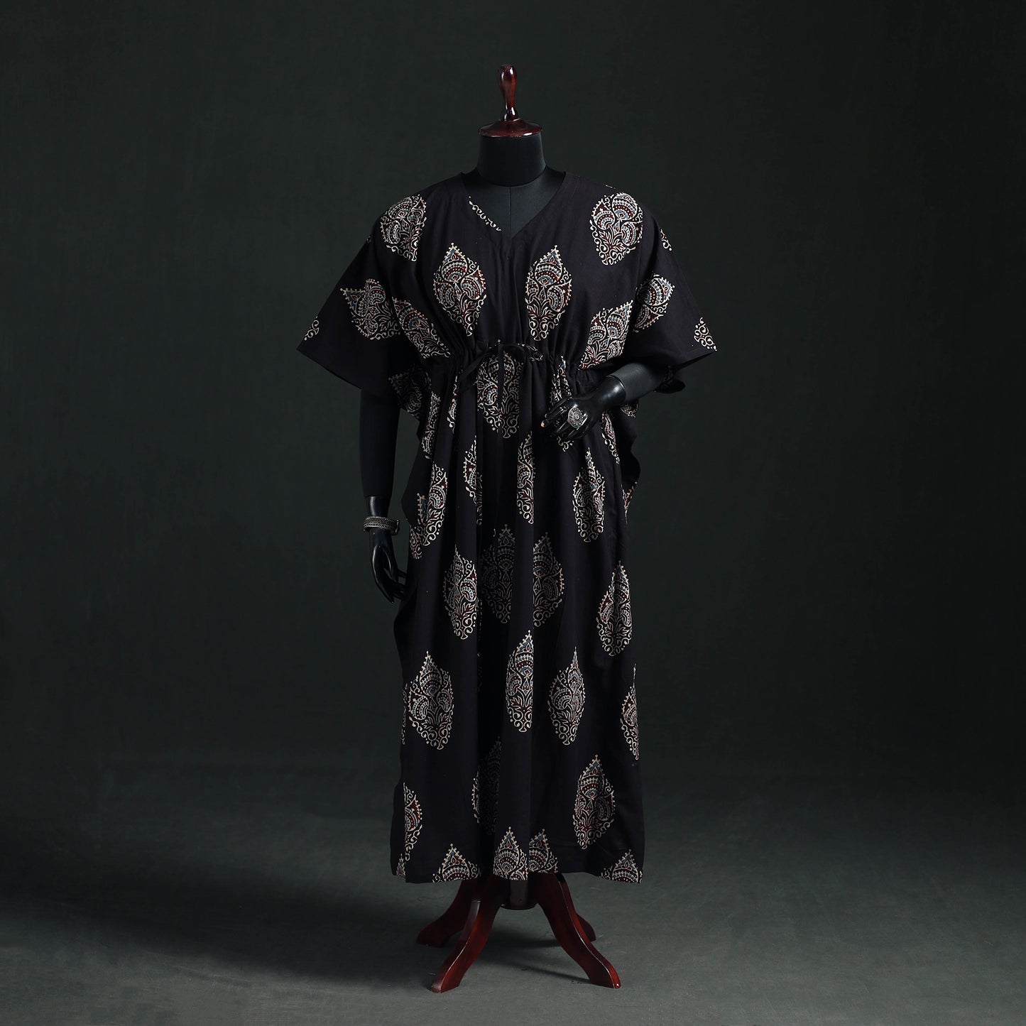 Ajrakh Hand Block Print Natural Dyed Cotton Kaftan (Long) 84