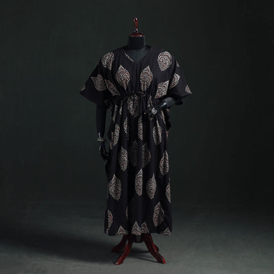 Ajrakh Hand Block Print Natural Dyed Cotton Kaftan (Long) 84