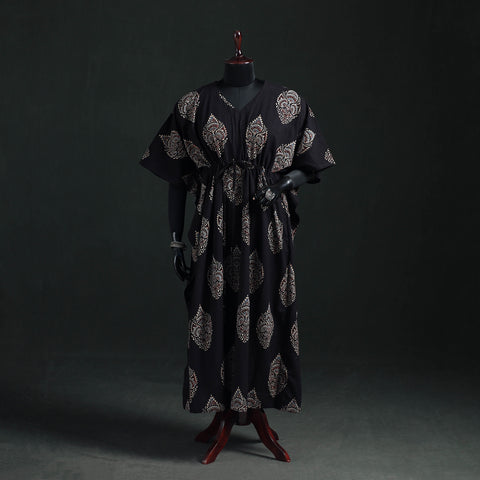 Ajrakh Hand Block Print Natural Dyed Cotton Kaftan (Long) 84