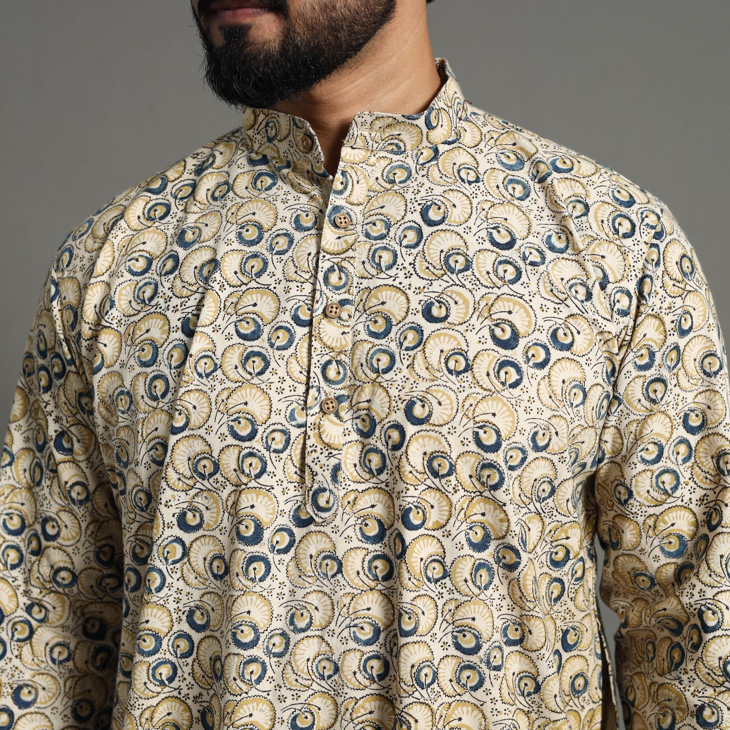 Kalamkari Block Printed Cotton Men Long Kurta 18