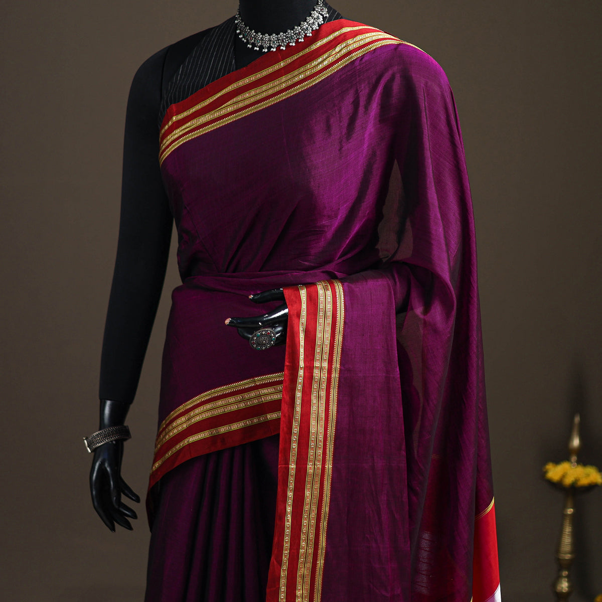 Mercerised Cotton Silk Plain Saree with Blouse Piece 40