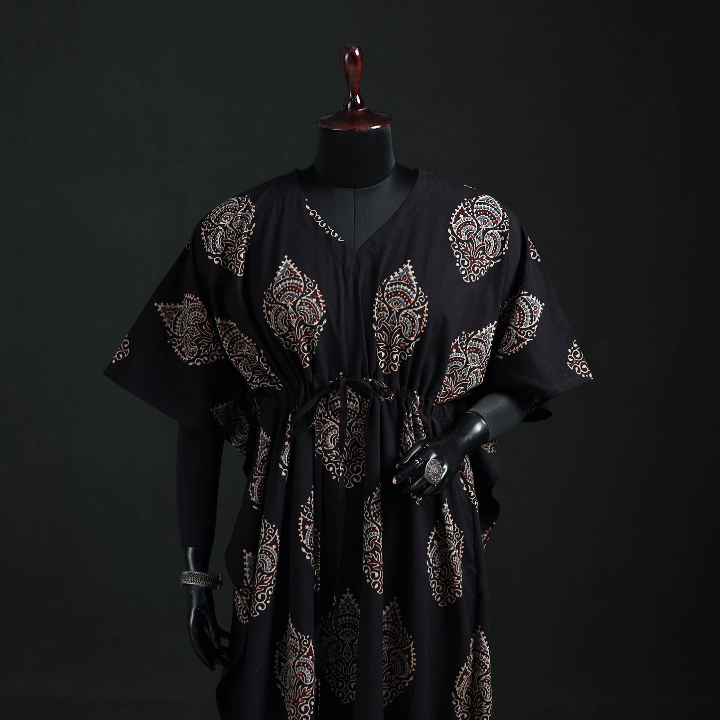 Ajrakh Hand Block Print Natural Dyed Cotton Kaftan (Long) 84