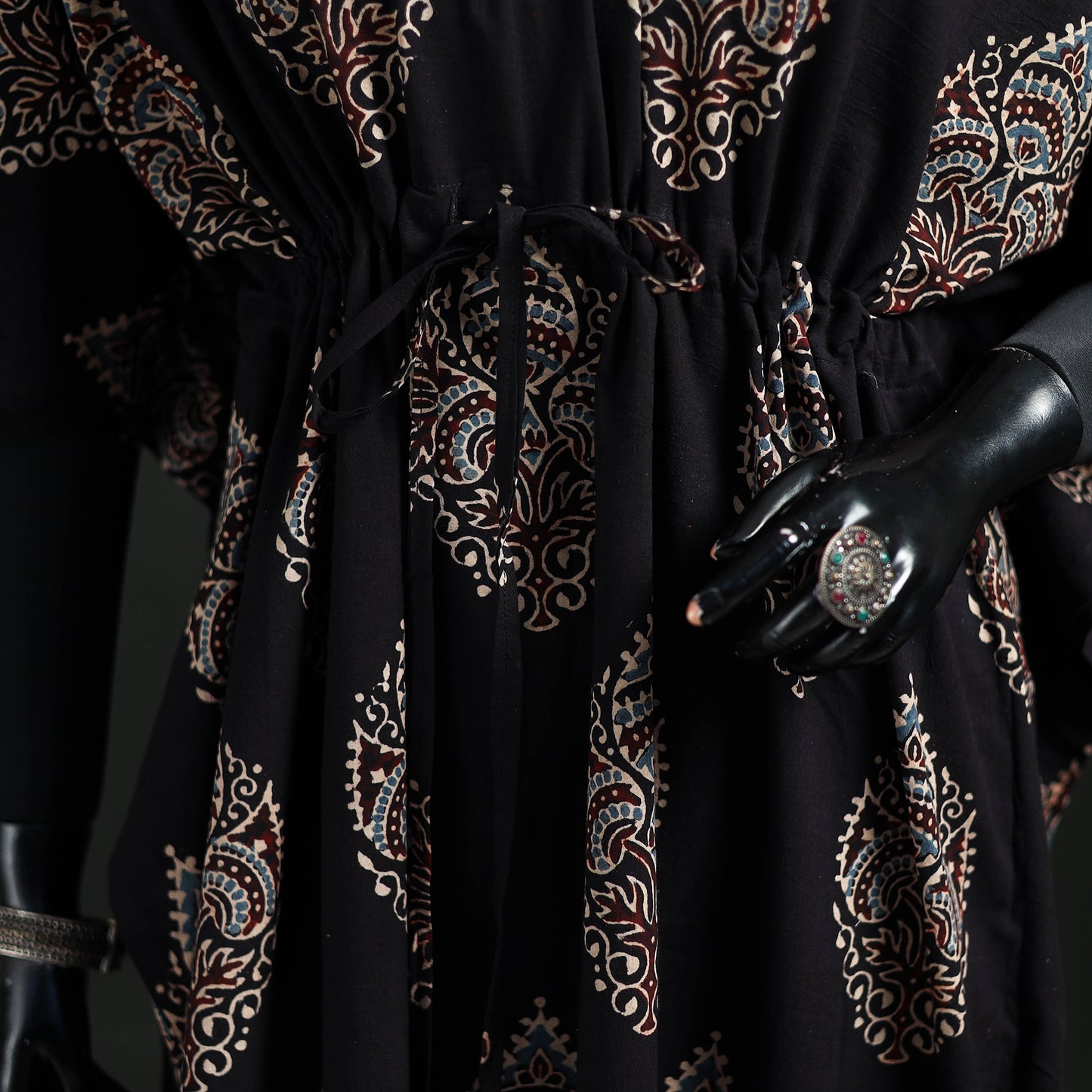 Ajrakh Hand Block Print Natural Dyed Cotton Kaftan (Long) 84