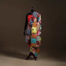 Multicolor - Bengal Hand Embroidery Patchwork Reversible Silk Kantha Dupatta 93
