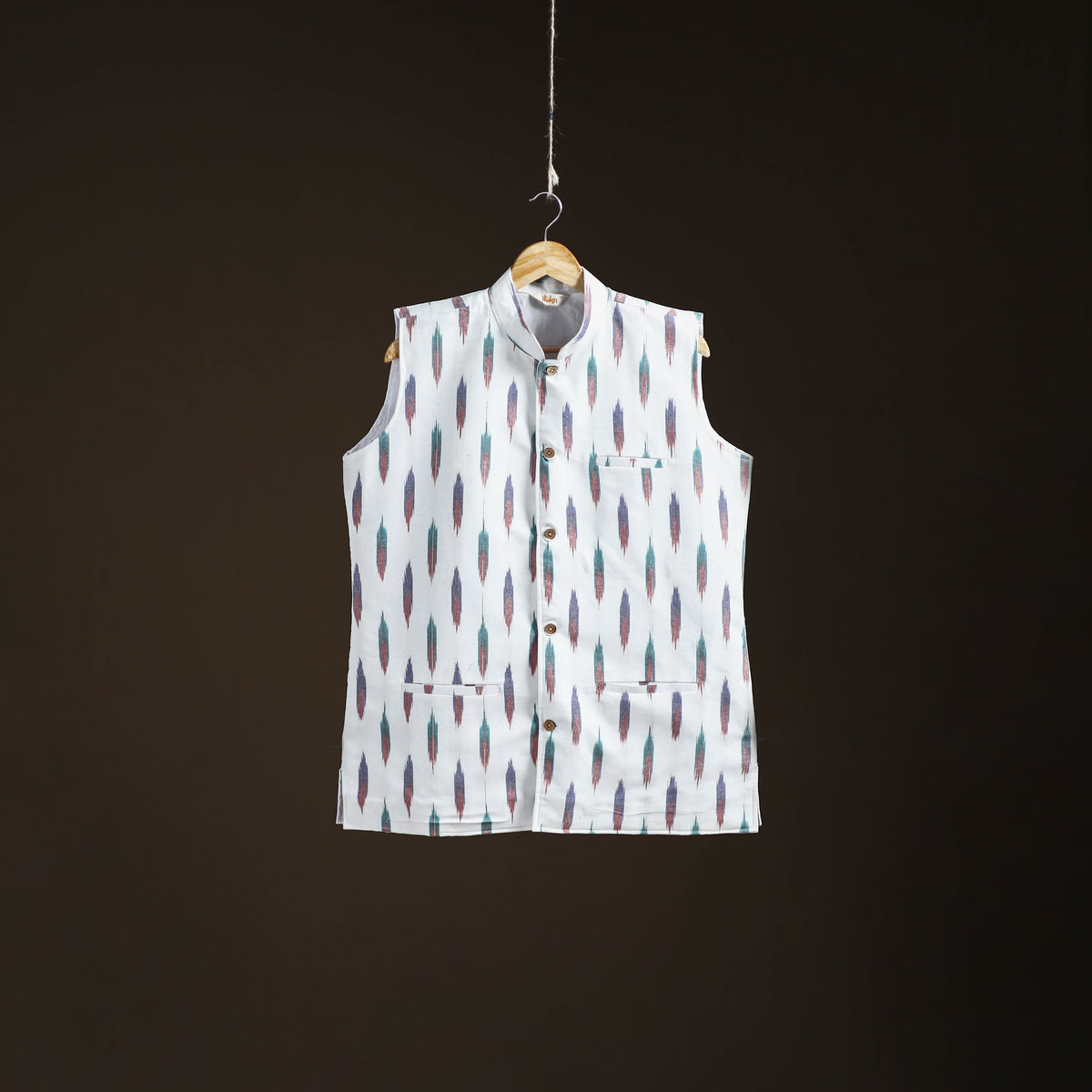 Pochampally Ikat Cotton Men Nehru Jacket 13