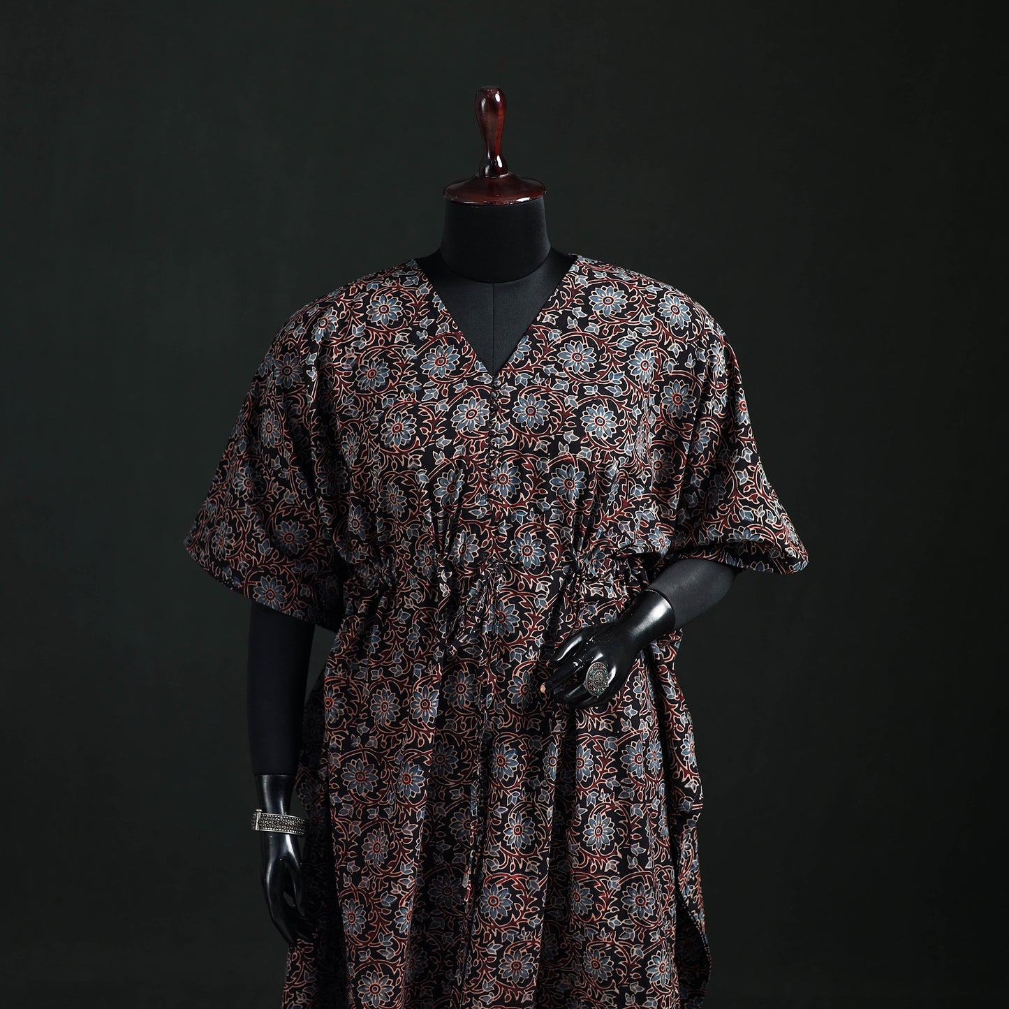 Ajrakh Hand Block Print Natural Dyed Cotton Kaftan (Long) 85