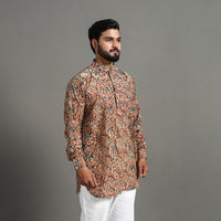 Kalamkari Block Printed Cotton Men Short Kurta 16