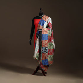 Multicolor - Bengal Hand Embroidery Patchwork Reversible Silk Kantha Dupatta 94