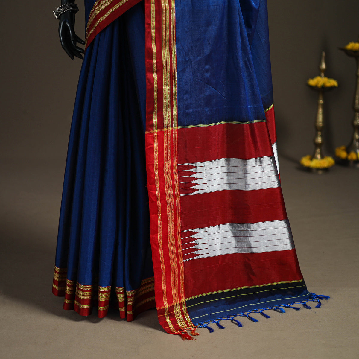Mercerised Cotton Silk Plain Saree with Blouse Piece 41