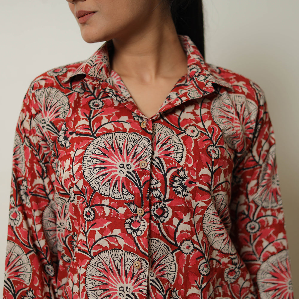 Red - Block Printed Cotton Bagru Co-Ord Set 09