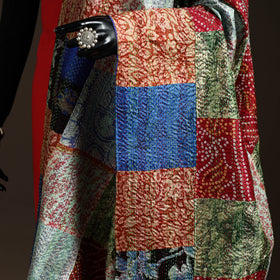 Multicolor - Bengal Hand Embroidery Patchwork Reversible Silk Kantha Dupatta 94