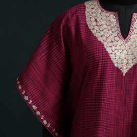 Pink - Kashmiri Kashida Hand Embroidered Cotton Kaftan (Long) 37