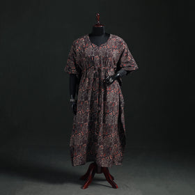 Ajrakh Hand Block Print Natural Dyed Cotton Kaftan (Long) 86