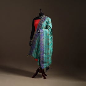 Multicolor - Bengal Hand Embroidery Patchwork Reversible Silk Kantha Dupatta 94