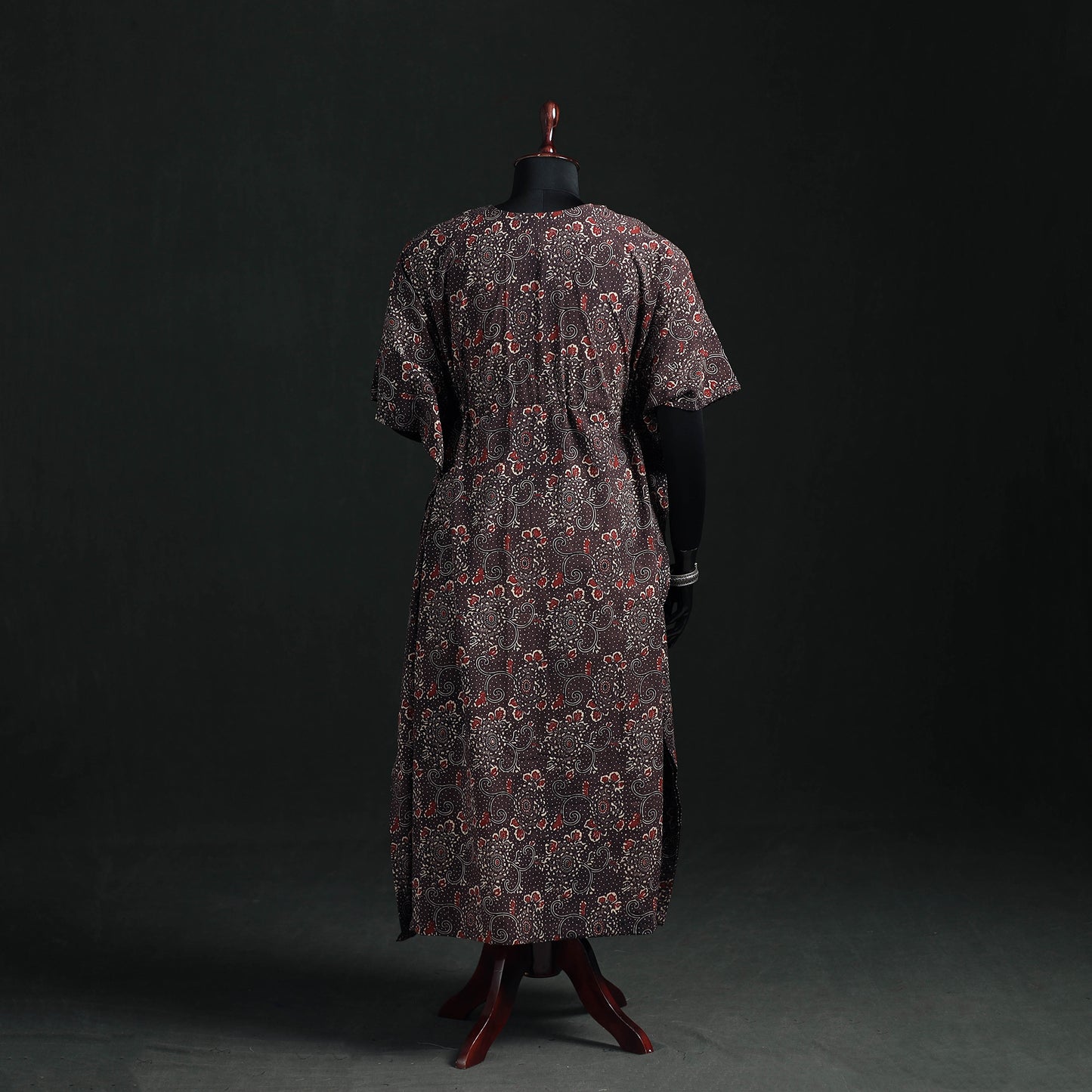 Ajrakh Hand Block Print Natural Dyed Cotton Kaftan (Long) 86