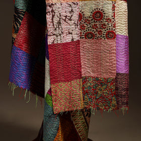 Bengal Hand Embroidery Patchwork Reversible Silk Kantha Dupatta 95