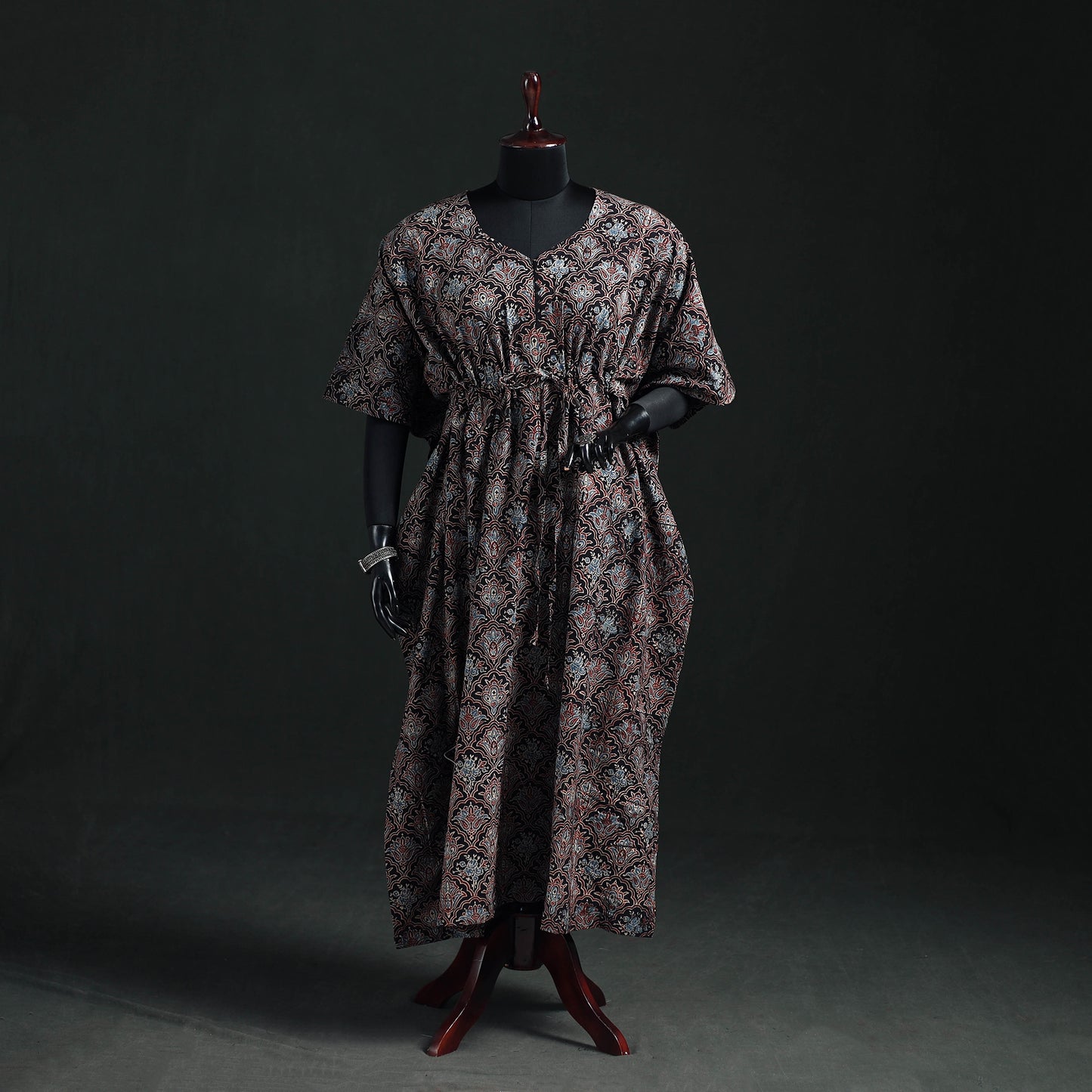 Ajrakh Hand Block Print Natural Dyed Cotton Kaftan (Long) 87