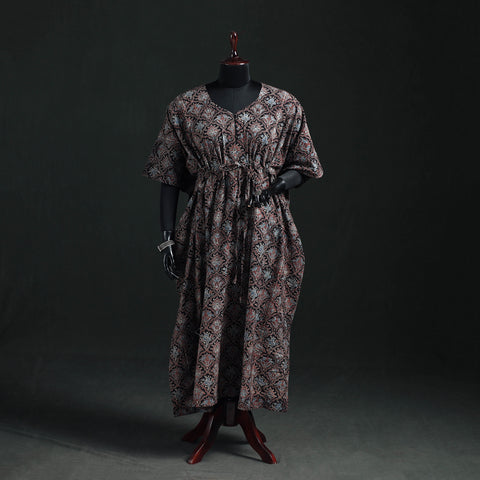 Ajrakh Hand Block Print Natural Dyed Cotton Kaftan (Long) 87