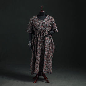 Ajrakh Hand Block Print Natural Dyed Cotton Kaftan (Long) 87