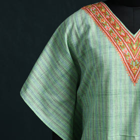 Green - Kashmiri Aari Hand Embroidered Cotton Kaftan (Long) 38