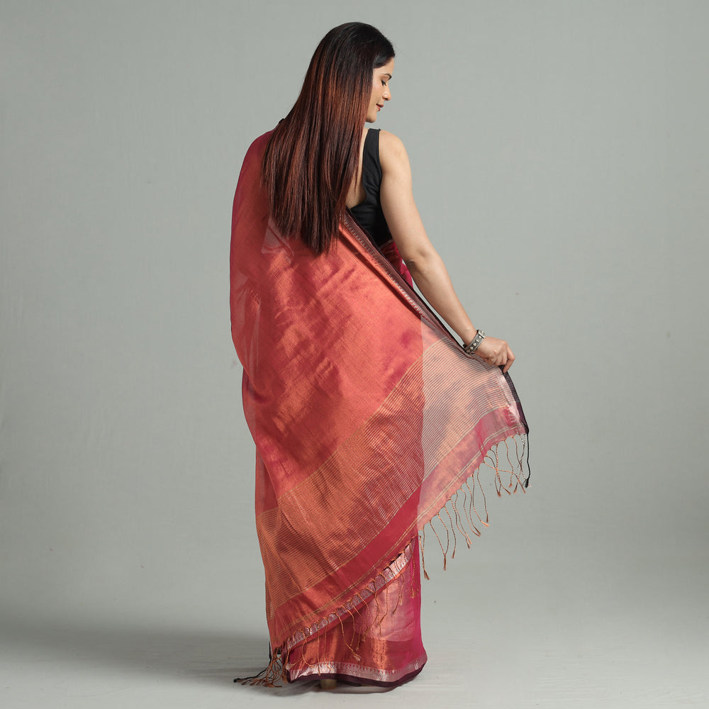 Red - Burdwan Tissue Zari Work Handloom Saree 73