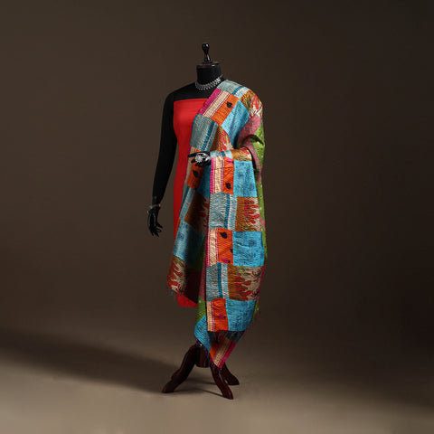 Bengal Hand Embroidery Patchwork Reversible Silk Kantha Dupatta 96
