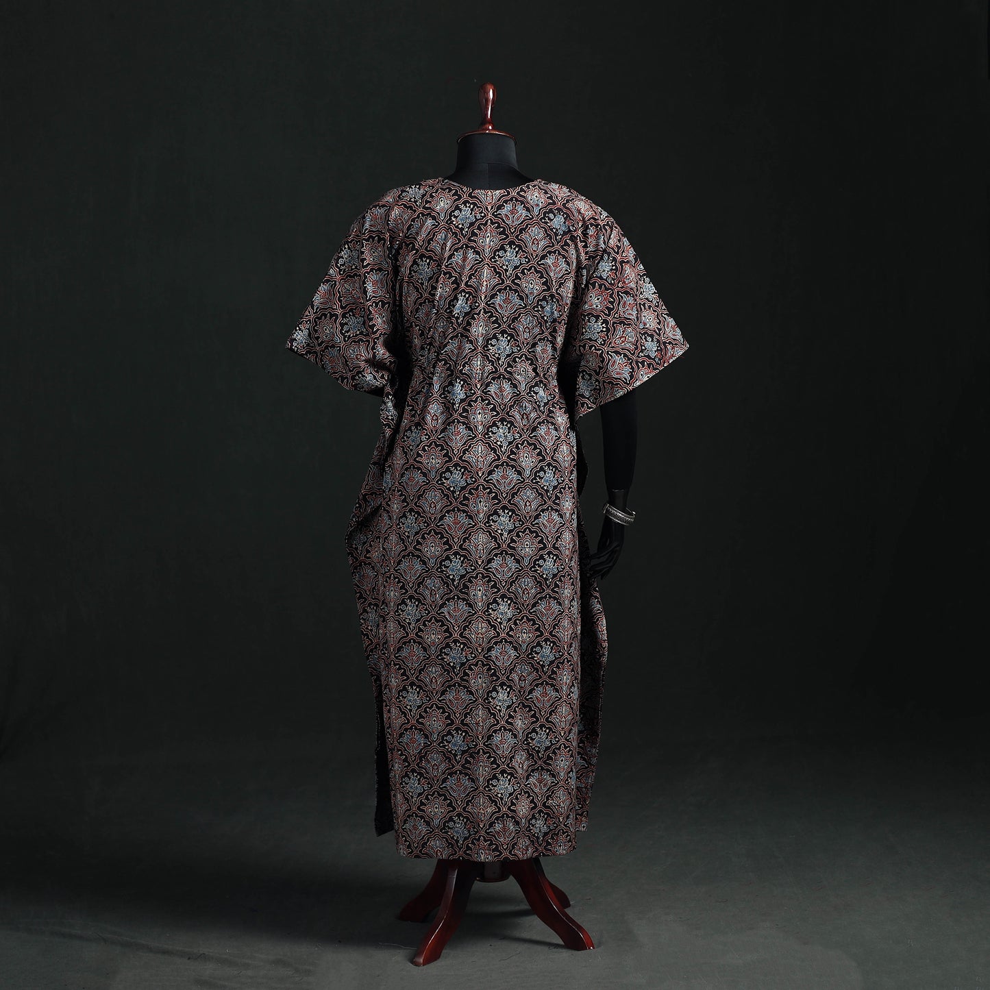 Ajrakh Hand Block Print Natural Dyed Cotton Kaftan (Long) 87