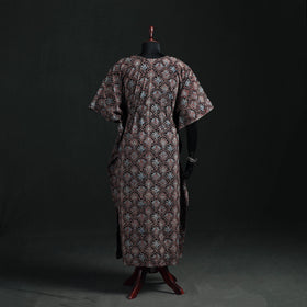Ajrakh Hand Block Print Natural Dyed Cotton Kaftan (Long) 87