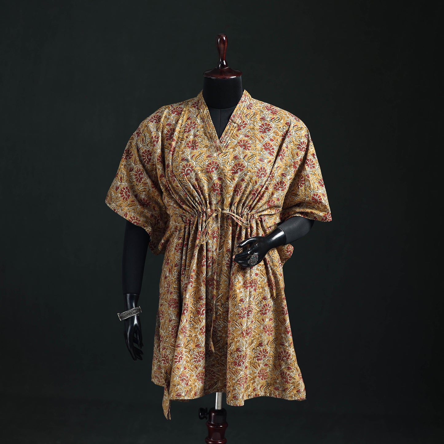 Kalamkari Hand Block Print Natural Dyed Cotton Kaftan (Medium) 13