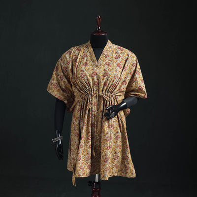 Kalamkari Hand Block Print Natural Dyed Cotton Kaftan (Medium) 13