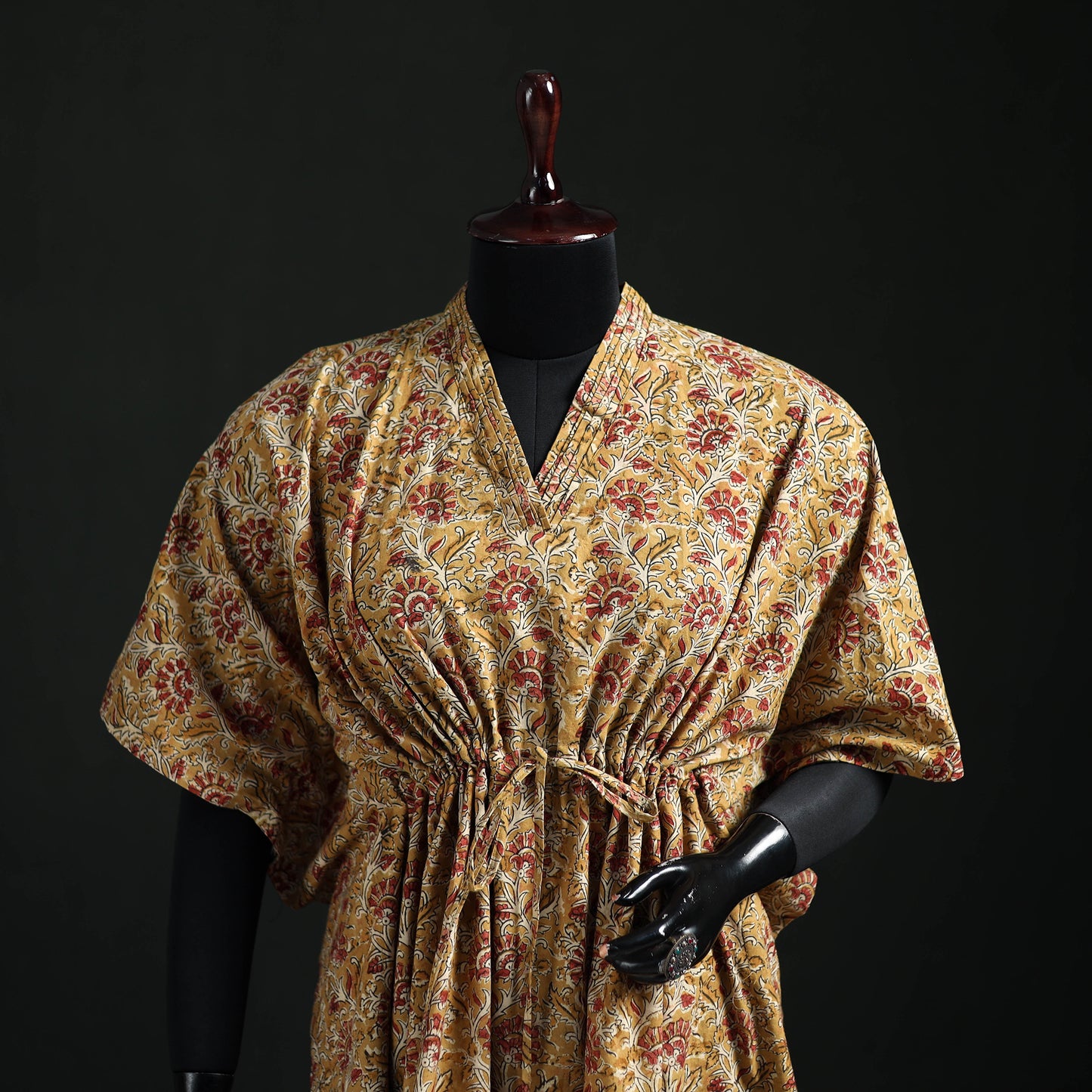 Kalamkari Hand Block Print Natural Dyed Cotton Kaftan (Medium) 13
