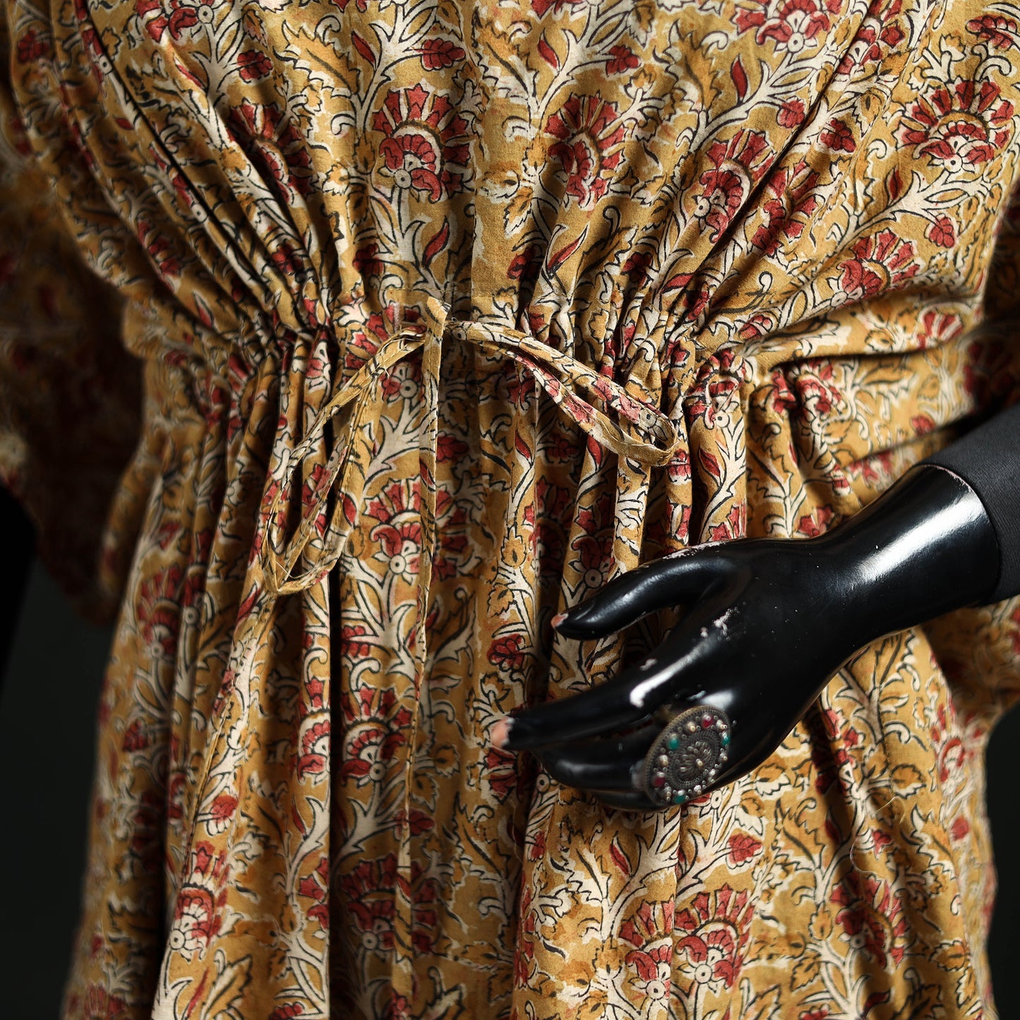 Kalamkari Hand Block Print Natural Dyed Cotton Kaftan (Medium) 13