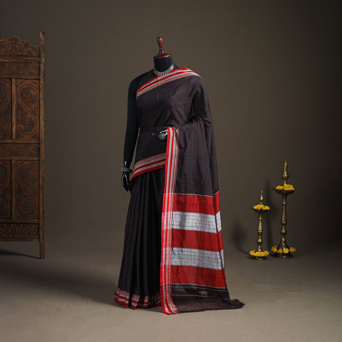 Mercerised Cotton Silk Plain Saree with Blouse Piece 45