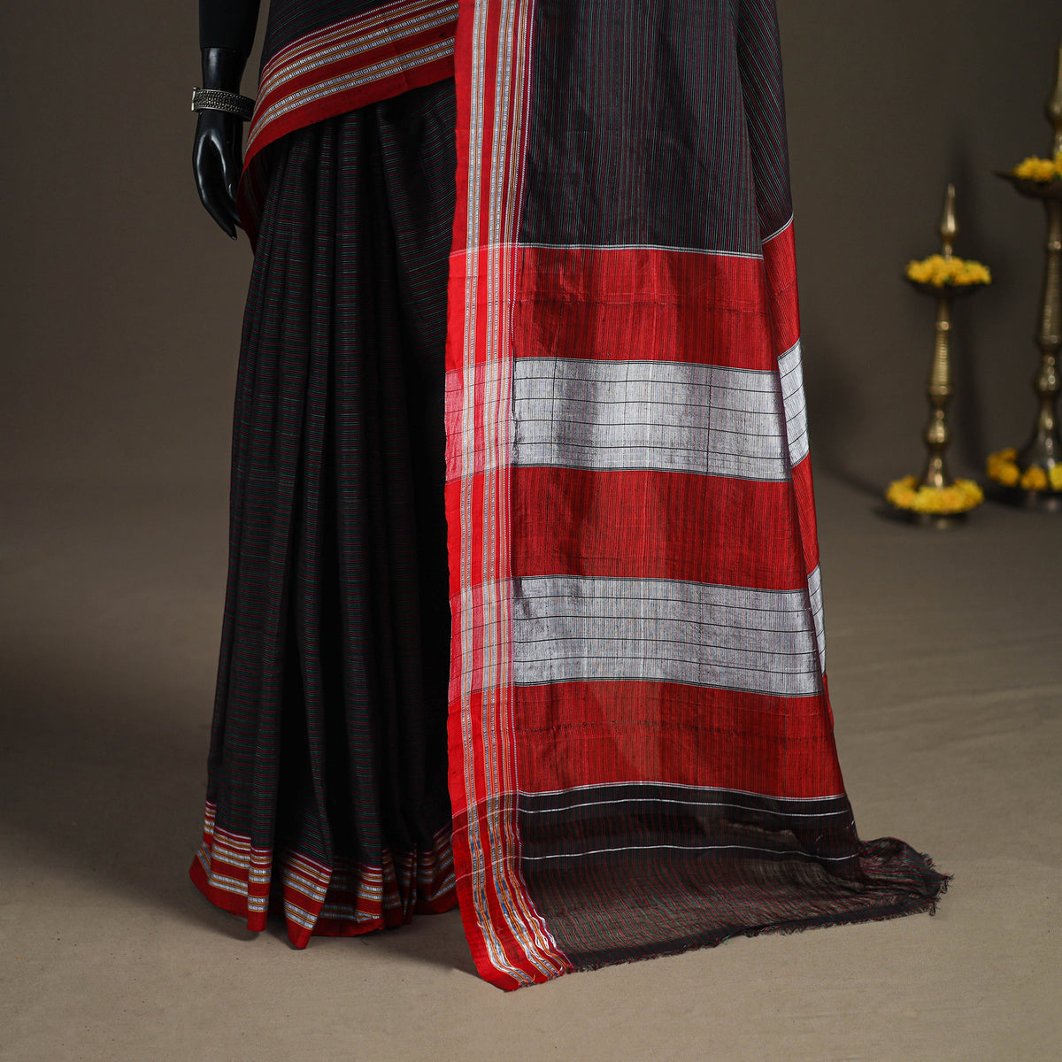 Mercerised Cotton Silk Plain Saree with Blouse Piece 45