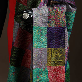 Multicolor - Bengal Hand Embroidery Patchwork Reversible Silk Kantha Dupatta 98