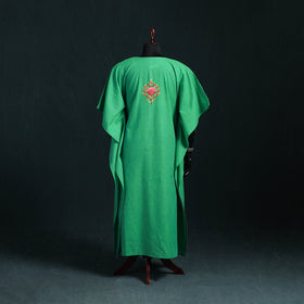 Green - Kashmiri Aari Hand Embroidered Cotton Kaftan (Long) 40