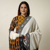 Multicolor - Pochampally Ikat Weave Cotton Kurta with Palazzo & Dupatta Set 02