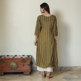 Buy Ajrakh Block Printed Mul Cotton A-Line Kurta for Women