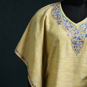 Yellow - Kashmiri Kashida Hand Embroidered Cotton Kaftan (Long) 41