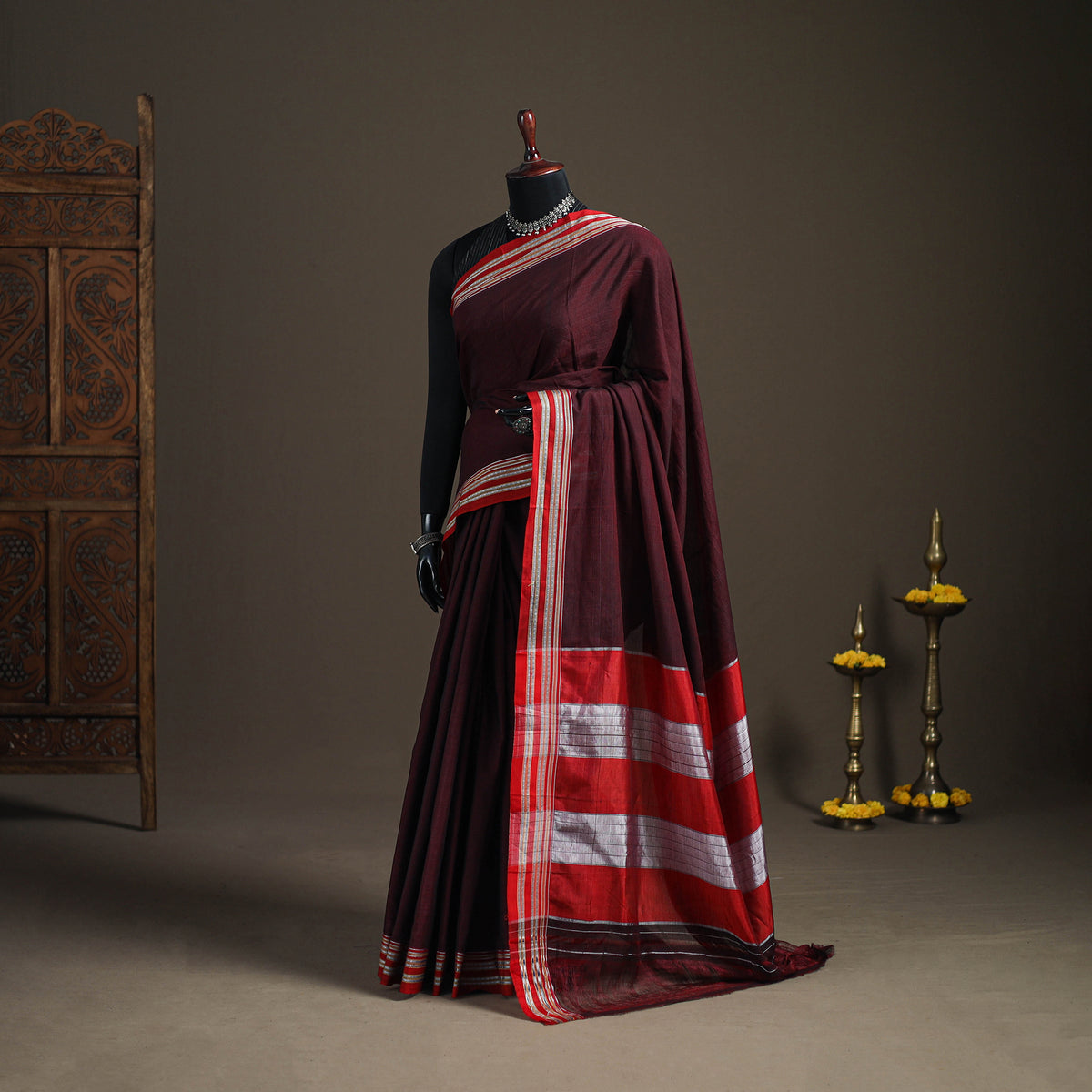 Mercerised Cotton Silk Plain Saree with Blouse Piece 47