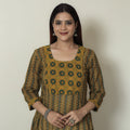 Buy Ajrakh Block Printed Mul Cotton A-Line Kurta for Women