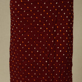Maroon 2pc Unstitched Bandhani Dress Material with Jewellery Set