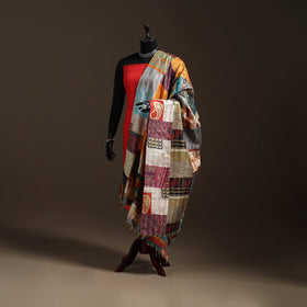 Multicolor - Bengal Hand Embroidery Patchwork Reversible Silk Kantha Dupatta 100