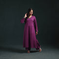 Purple - plain banana fiber soft cotton bead work a-line kurta with palazzo set for women