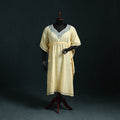 Yellow - Kashmiri Kashida Hand Embroidered Cotton Kaftan (Long) 42