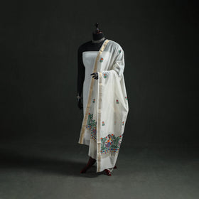 Handloom Chanderi Silk Handpainted Madhubani Dupatta with Zari Border 01