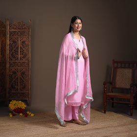 Sequin Work Plain Kota Doria Cotton Suit Set with Lace Work Dupatta for Women 12
