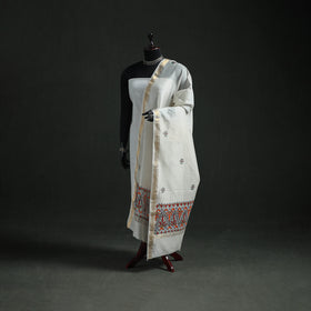 Handloom Chanderi Silk Handpainted Madhubani Dupatta with Zari Border 02
