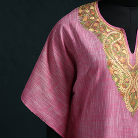 Pink - Kashmiri Aari Hand Embroidered Cotton Kaftan (Long) 43