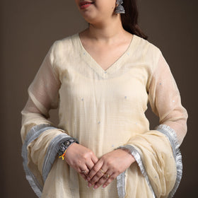 Sequin Work Plain Kota Doria Cotton Suit Set with Lace Work Dupatta for Women 09